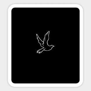 Black and White Flying Bird Art by Lya Qays Sticker